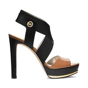 MICHAEL Michael Kors Meadow Platform Heels Sandals Black Lyst Leather size 8.5M